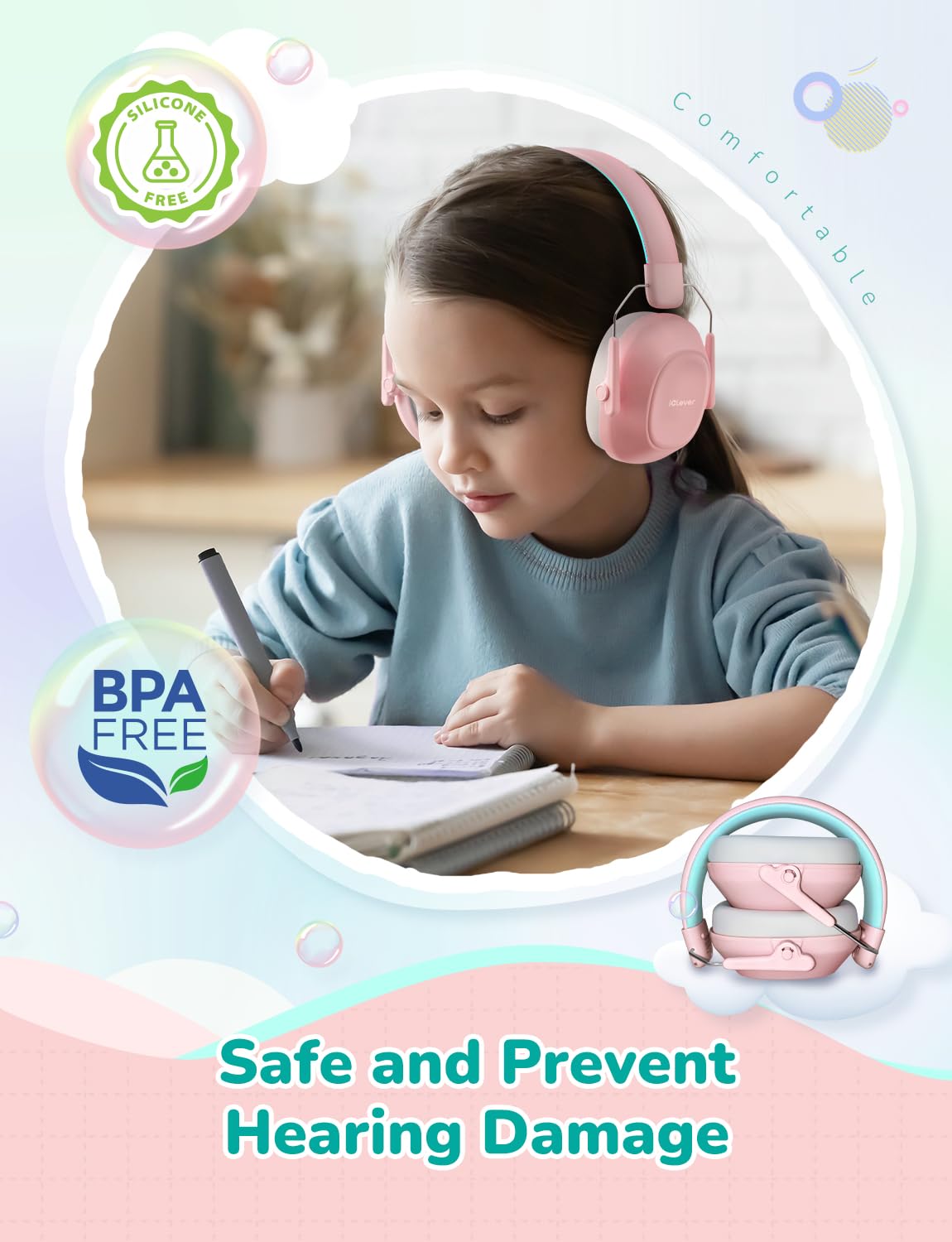 iClever EM01 Ear Defenders Children SNR 29dB for Autism&Concentration Aid