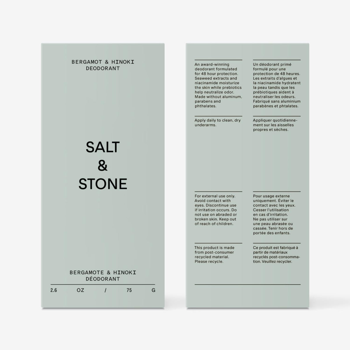 Salt & Stone Aluminum-Free Deodorant, Women & Men Santal & Vetiver 2.6 oz