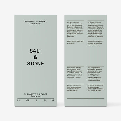Salt & Stone Aluminum-Free Deodorant, Women & Men Santal & Vetiver 2.6 oz