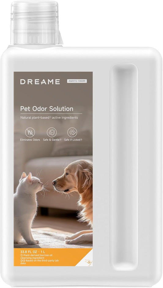 DREAME Robot Vacuum Cleaning Soluition, Pet Odor Solution, Safe and Gentle Natural Plant-Based Ingredients, 33.8 FL OZ(1L)