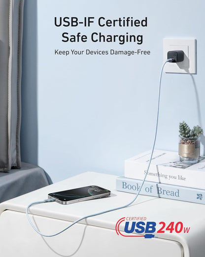 Anker Nano USB C to USB C Cable, 240W Fast Charging Cable (Black, 10ft)