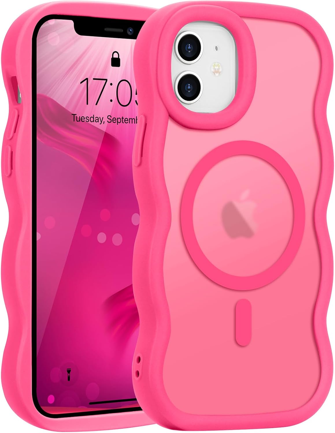 Pepmune for iPhone 16 Pro Max Case Curly Wavy Frame Translucent, Burgundy