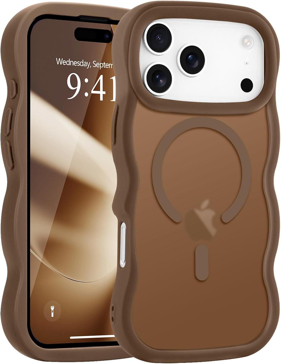 Pepmune for iPhone 16 Pro Max Case Curly Wavy Frame Translucent, Burgundy
