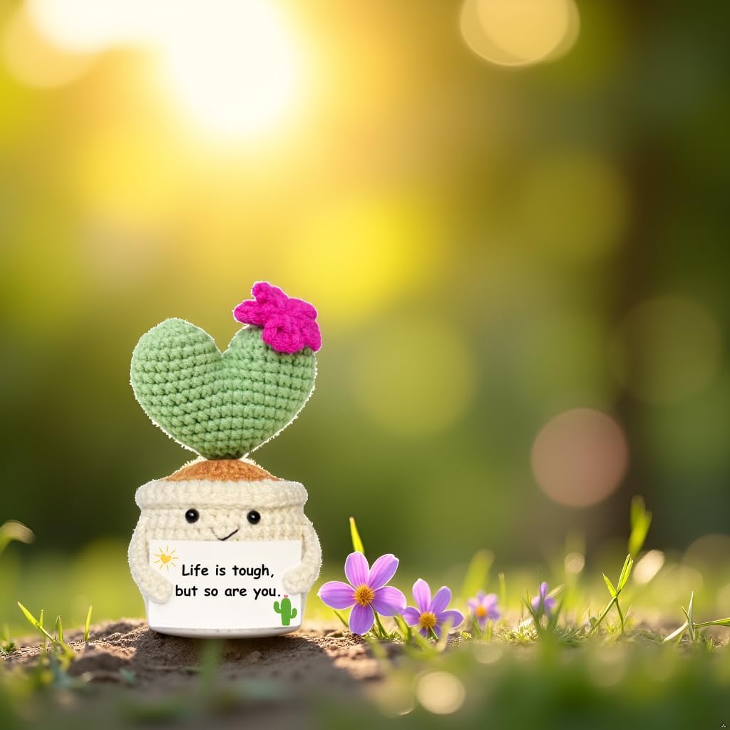 Get Well Gifts for Women, Handmade Crochet Cactus Plant