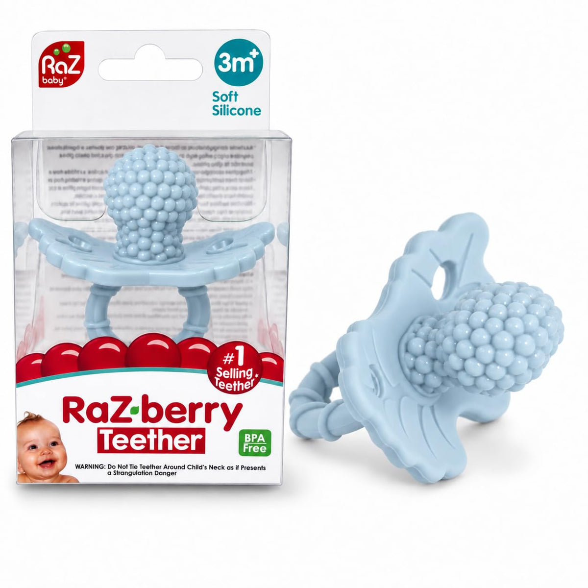 RaZbaby RaZberry Silicone Teether Pacifier – Teething Relief for Infants, Food-Grade, Hands & BPA Free, Natural Berrybumps Fruit Texture for Sensory Development, Freezable, 2-Pack - Lavender & Pink