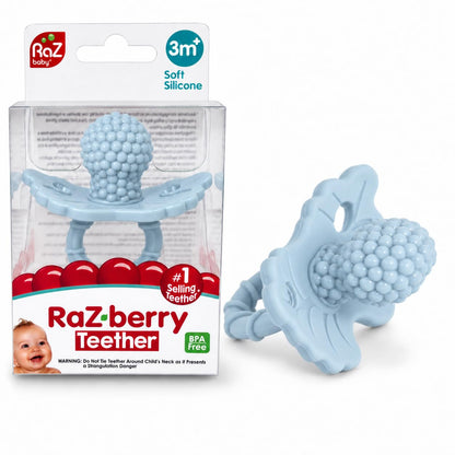 RaZbaby RaZberry Silicone Teether Pacifier – Teething Relief for Infants, Food-Grade, Hands & BPA Free, Natural Berrybumps Fruit Texture for Sensory Development, Freezable, 2-Pack - Lavender & Pink