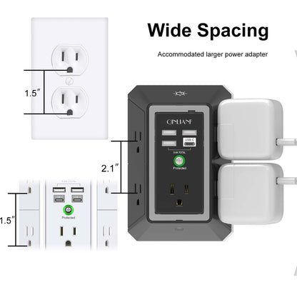 Surge Protector, QINLIANF 5 Outlet Extender with 4 USB Ports(2USB-C)