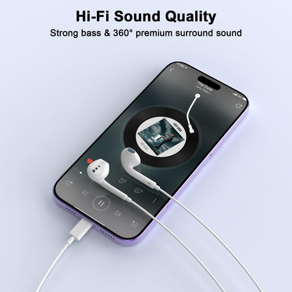 2 Pack Apple MFi Certified Wired Earbuds for iPhone, Lightning Headphones
