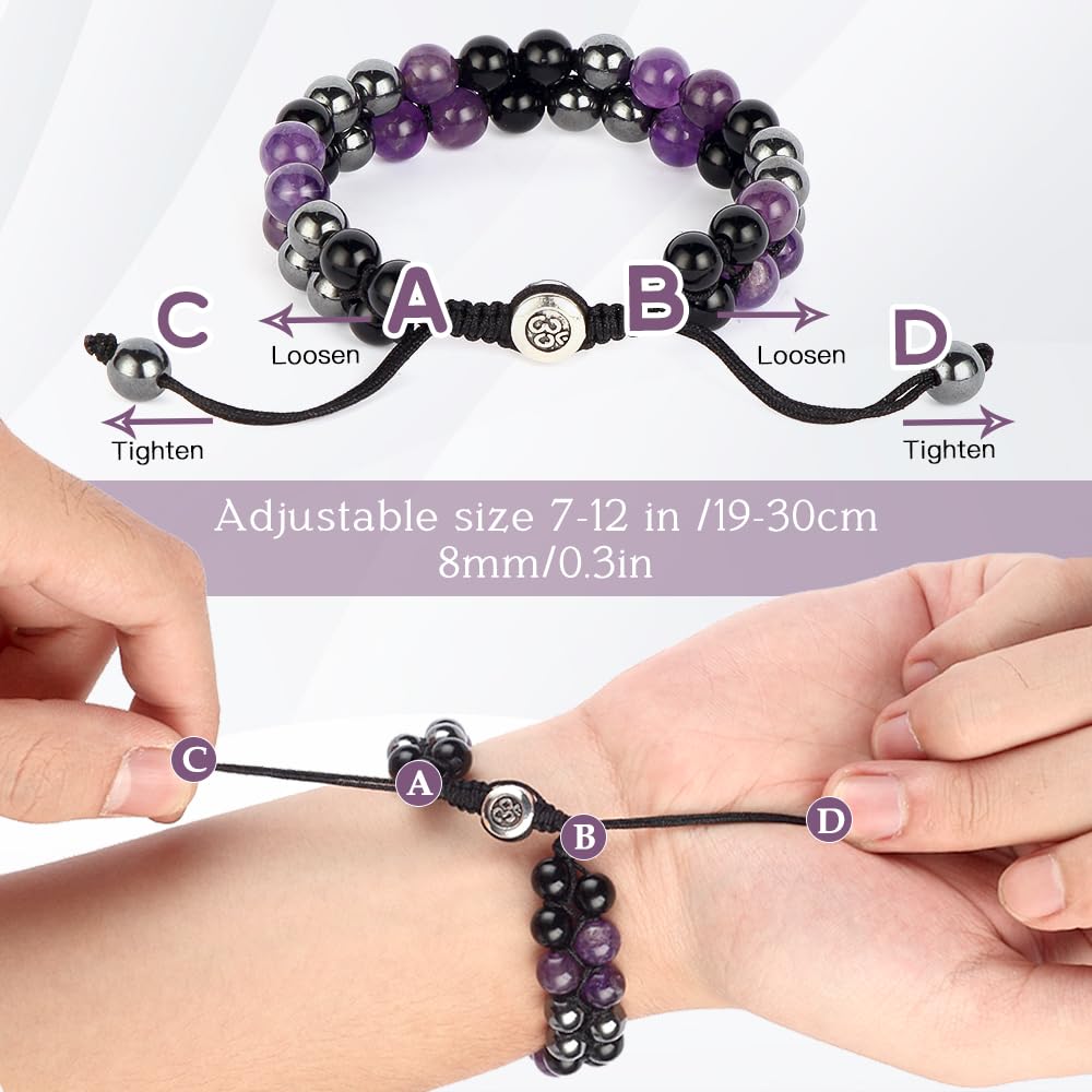 Triple Protection Bracelet - for Protect & Balance - Energy Crystal Handmade Bracelets for Men Women
