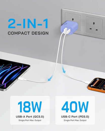 [4 Pack] 20W USB C Charger Block Fast Charging Multiport Adapter