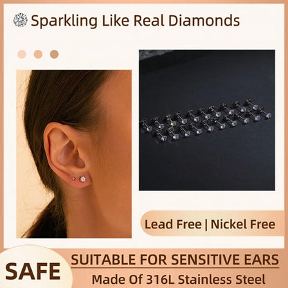 10 Pairs Small Stud Earrings for Women Hypoallergenic Multiple Piercings