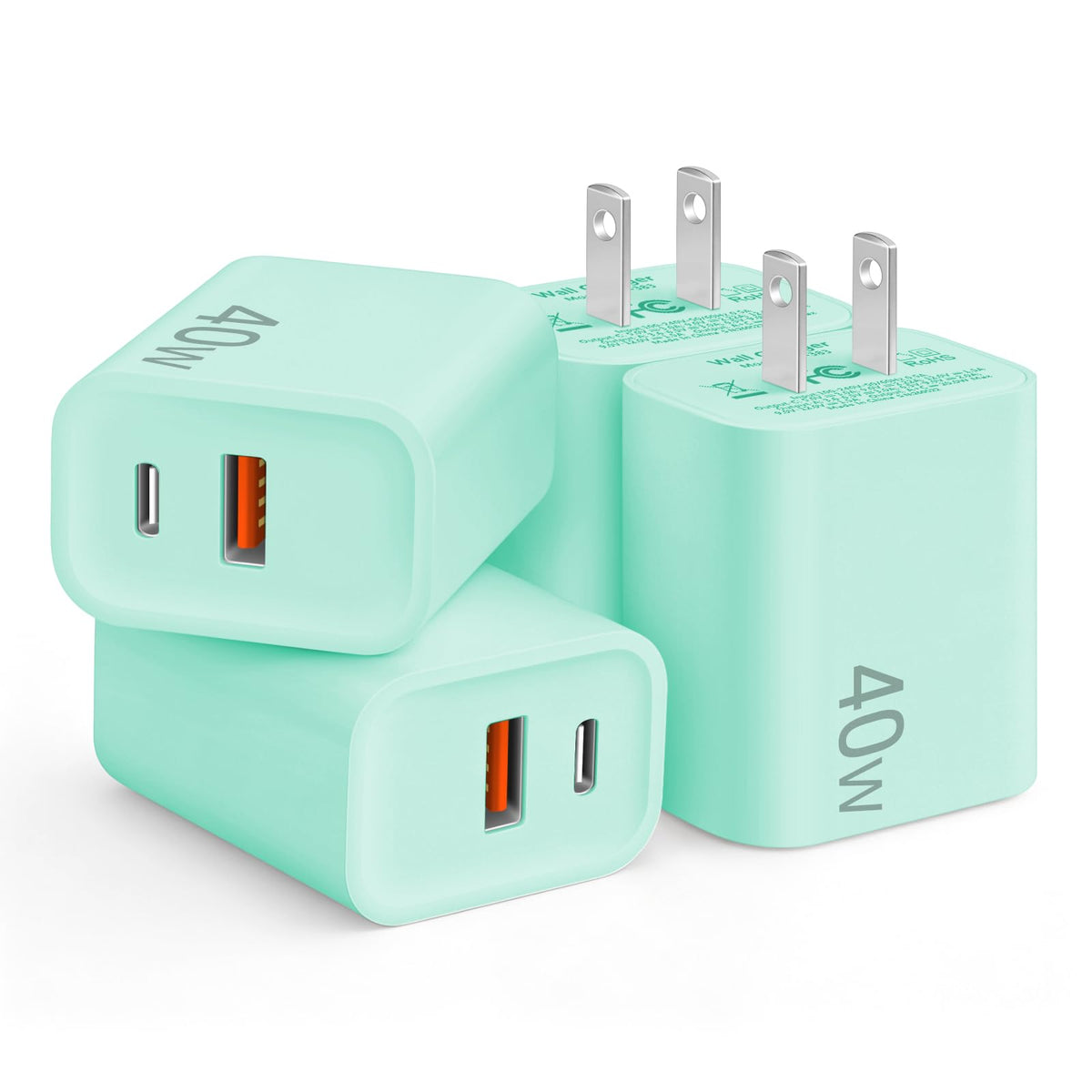 [4 Pack] 20W USB C Charger Block Fast Charging Multiport Adapter
