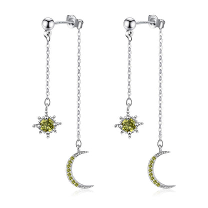 Moon and Star Dangle Earrings
