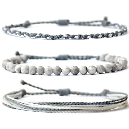 Mezcla Vida Handmade Natural Stone Beaded Healing Bracelet Gift for Men Adjustable Rope String Bracelet