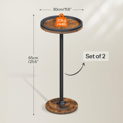 HOOBRO Small Round Side Table, Drink Table, Coffee Martini Table with Pedestal Accent for Small Spaces in Living Room, Bedroom, Sofa Couch, Rustic Brown BF168BZ01