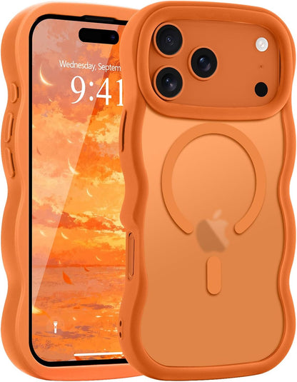 Pepmune for iPhone 16 Pro Max Case Curly Wavy Frame Translucent, Burgundy