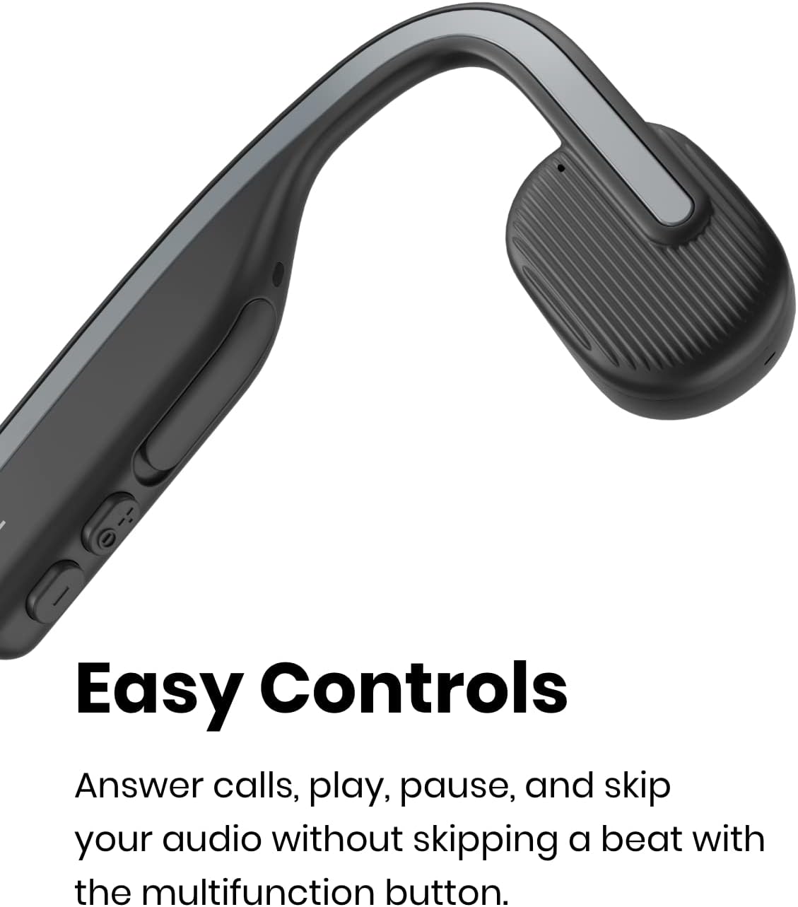 SHOKZ OpenMove - Open-Ear Bluetooth Sport Headphones - Bone Conduction Wireless Earphones - Sweatproof for Running and Workouts, with Sticker Pack (Grey)