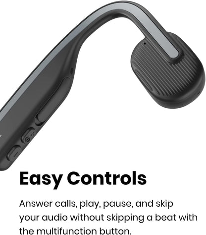 SHOKZ OpenMove - Open-Ear Bluetooth Sport Headphones - Bone Conduction Wireless Earphones - Sweatproof for Running and Workouts, with Sticker Pack (Grey)