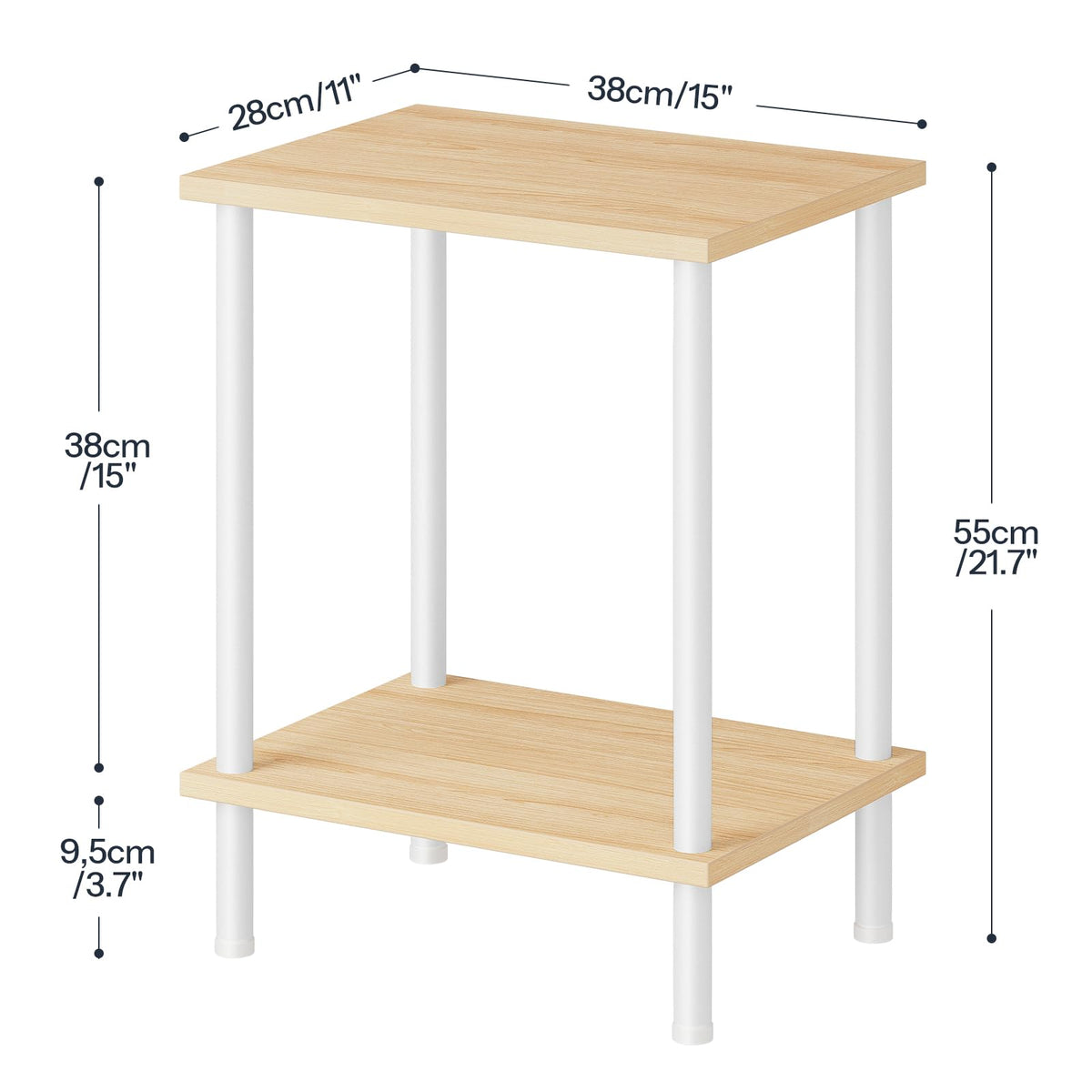 HOOBRO End Table, Small Side Table, Nightstand with 2-Layer Storage Shelves, Sofa Table for Small Spaces, Living Room, Bedroom, Stable Frame, Easy Assembly, Rustic Brown BF09BZ01