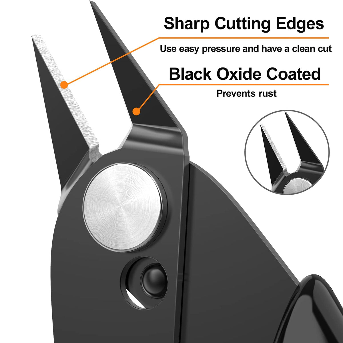 BOENFU Wire Cutter 2 Pack Precision Flush Cutters Side Cutter Small Cable Snips Diagonal Pliers for Cable Tie, 3D Print, Plastic Models, Jewelry, Electronics, Black, 5 Inches