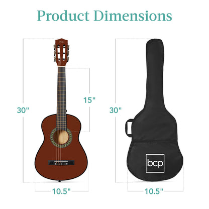 Best Choice Products 30in Kids Acoustic Guitar, All-in-One Beginner Starter Kit w/Strap, Case, Extra Strings, Rosette Inlay - Pink