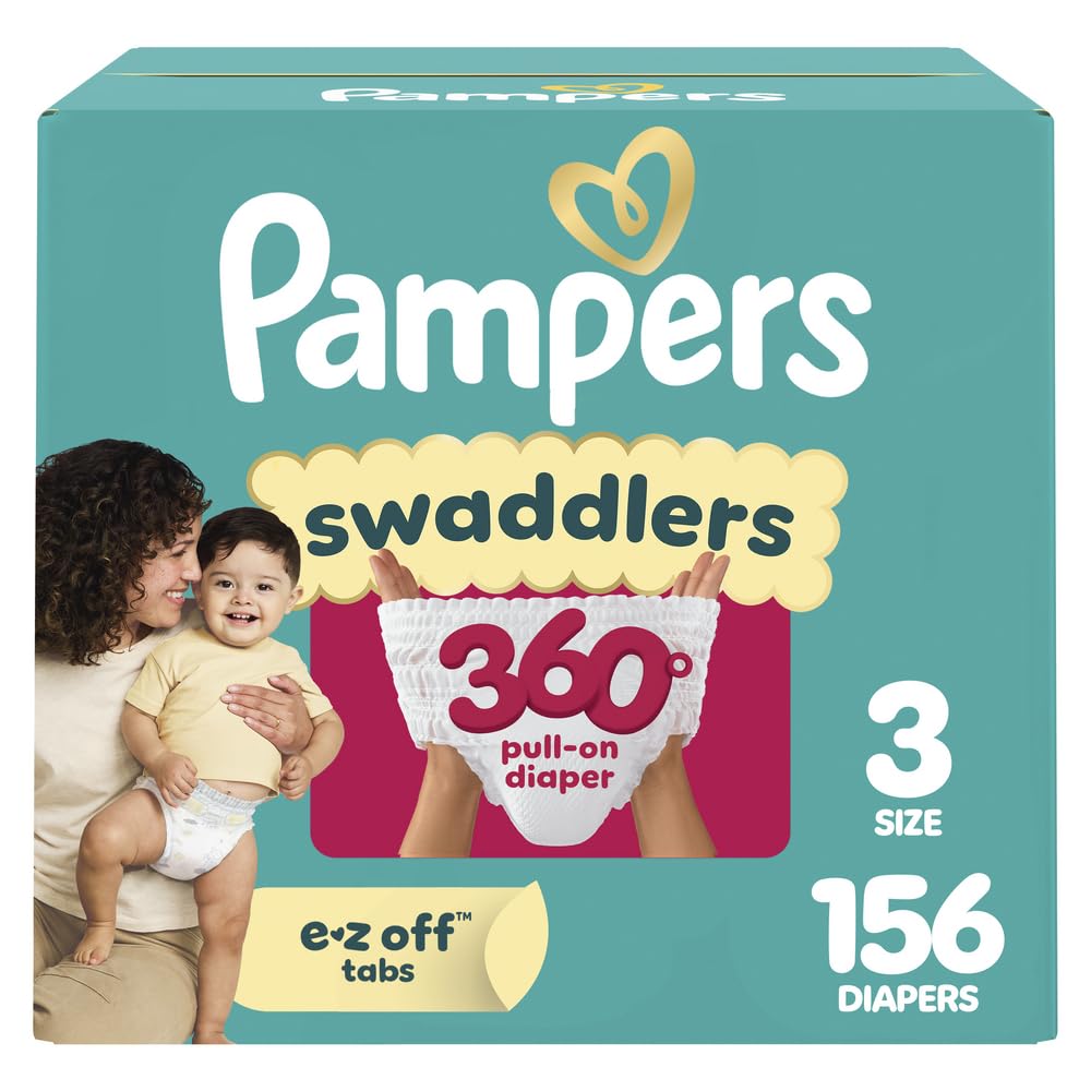 Pampers Diapers - Swaddlers 360° - Size 5, 116 Count, up to 100% Leakproof Comfy Dry Fit, Designed for Easy Changes, Pull On Baby Diaper