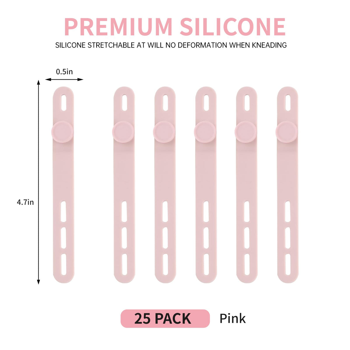 25 Pcs Silicone Cable Ties, Cable Ties Reusable, High Elasticity Cord Wraps for Electrical Cords, Cord Organizer for Earphone, Phone Charger(White)