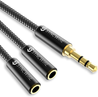 SYNCWIRE Headphone Splitter, 3.5mm Male to 2 Female Y Cable, Gold