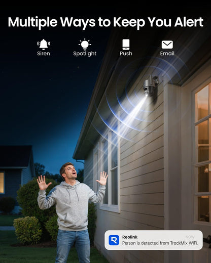REOLINK 4K 8MP Dual-Lens PTZ Wired WiFi Outdoor Security Camera, 2.4/5GHz