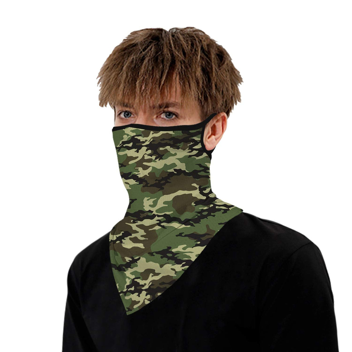 YAYOUREL Neck Gaiter Face Mask Bandanas for Men Women UV Face Scarf Cover Ear Loop Hole Facemask for Fishing Running Cycling