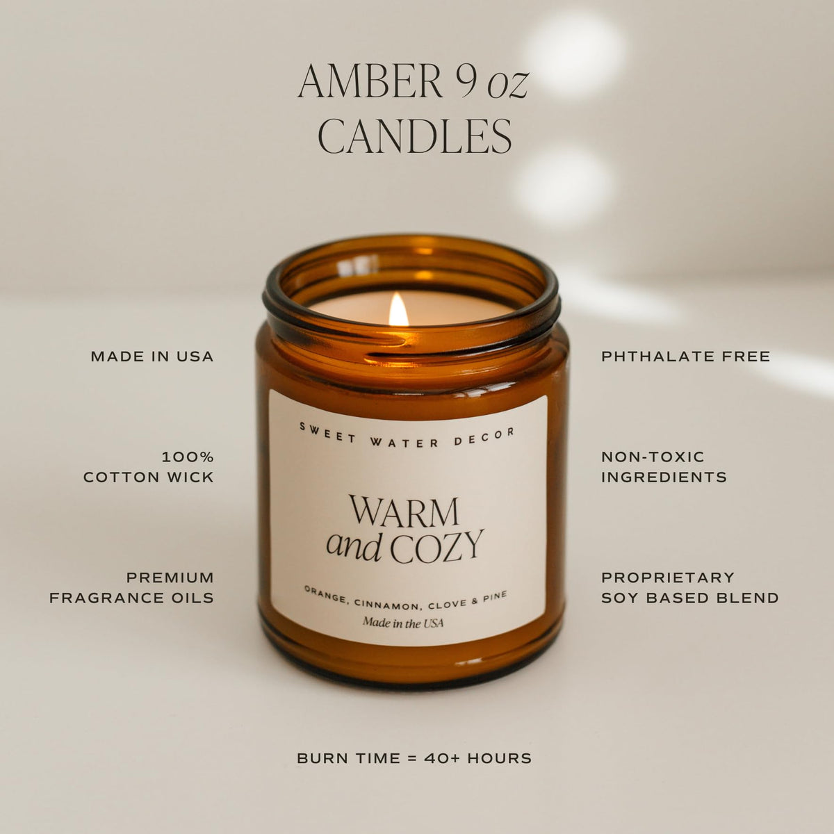 Sweet Water Decor Fraser Fir Candle, 9oz Amber Glass Jar, Winter Scent