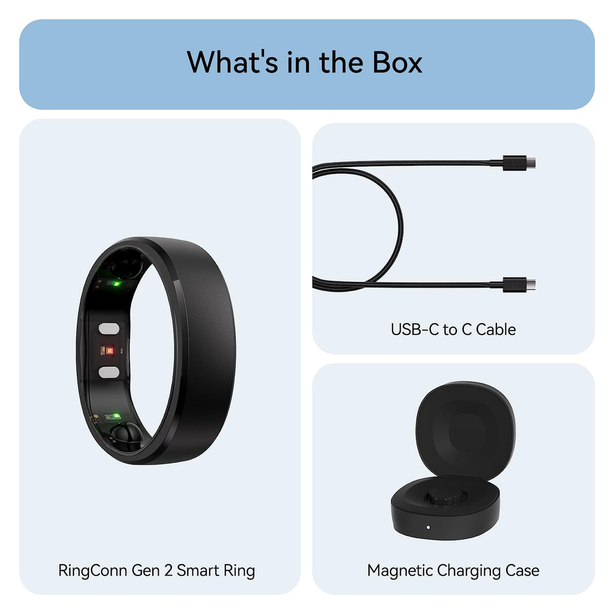 RingConn Gen 2 Smart Ring - Sleep Apnea Monitoring(Black, Size 9)