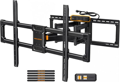 Perlegear Full Motion TV Wall Mount with Power Strip for 60–120 Inch TVs