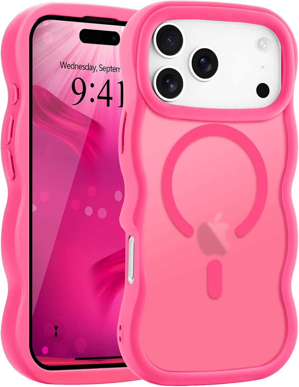 Pepmune for iPhone 16 Pro Max Case Curly Wavy Frame Translucent, Burgundy