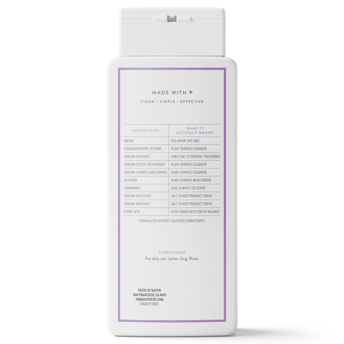 Native Clean Body Wash for Women & Men, Powder & Cotton Scent, 18 fl oz