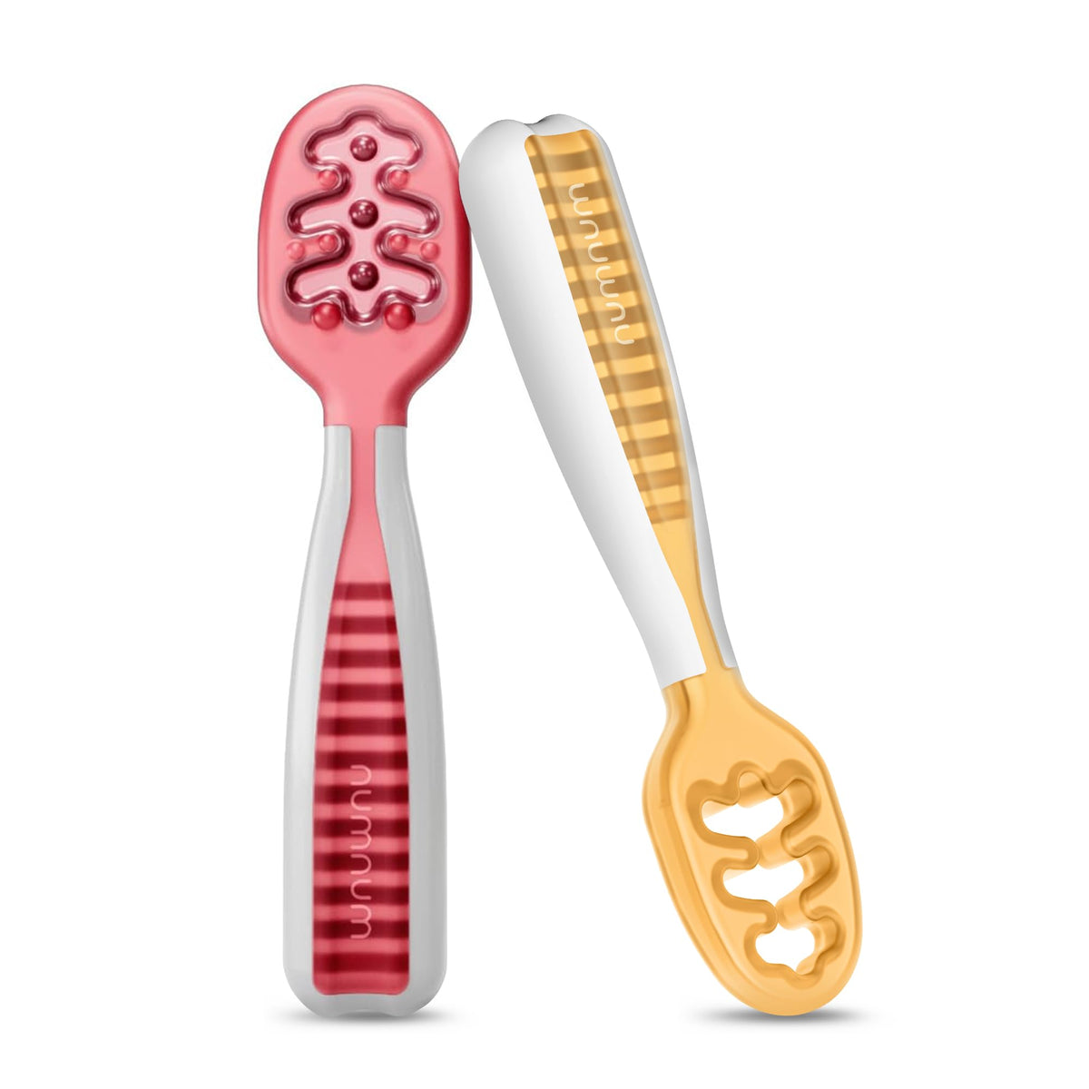 NumNum Baby Spoons Self Feeding 6 Months, 2-Pack Blue/Orange