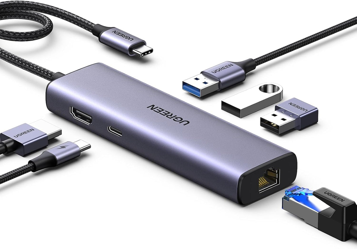 UGREEN Revodok 6 in 1 USB C Hub Gigabit Ethernet Adapter with 4K HDMI