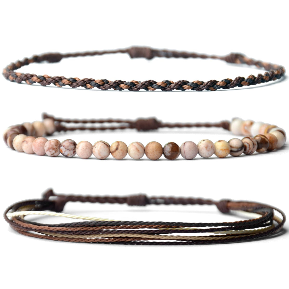 Mezcla Vida Handmade Natural Stone Beaded Healing Bracelet Gift for Men Adjustable Rope String Bracelet