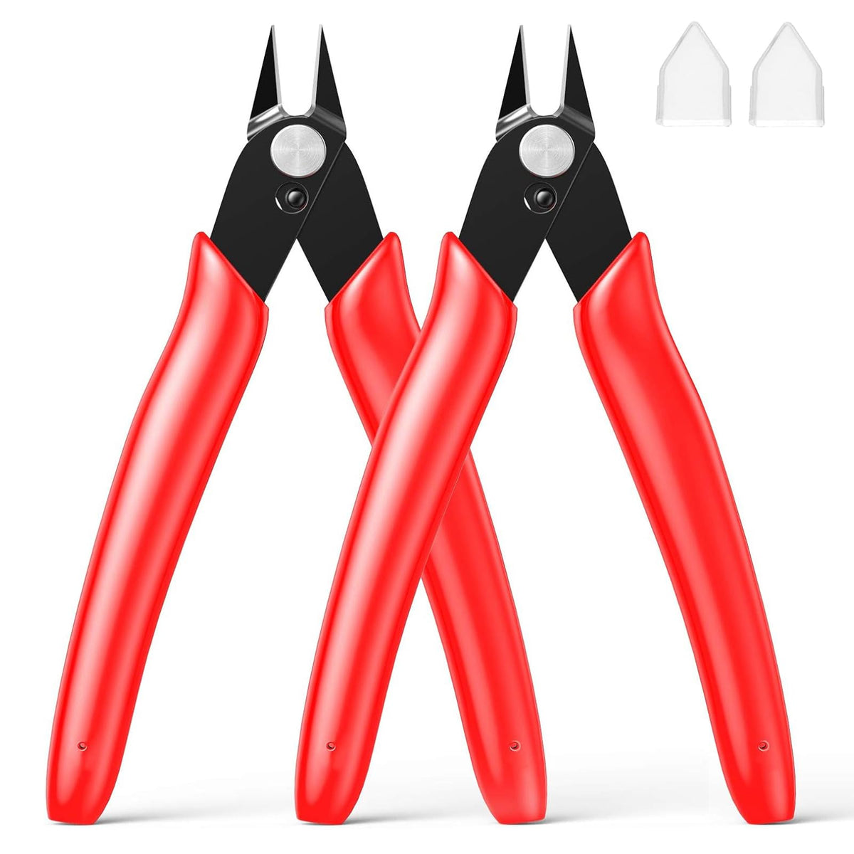 BOENFU Wire Cutter 2 Pack Precision Flush Cutters Side Cutter Small Cable Snips Diagonal Pliers for Cable Tie, 3D Print, Plastic Models, Jewelry, Electronics, Black, 5 Inches