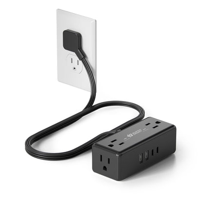10Ft Long Extension Cord, SUPERDANNY Flat Plug Surge Protector Power Strip