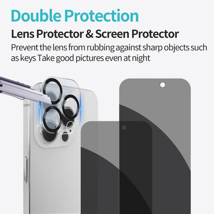 PEHAEL for iPhone 18 Pro Privacy Screen Protector+Camera Lens Protector