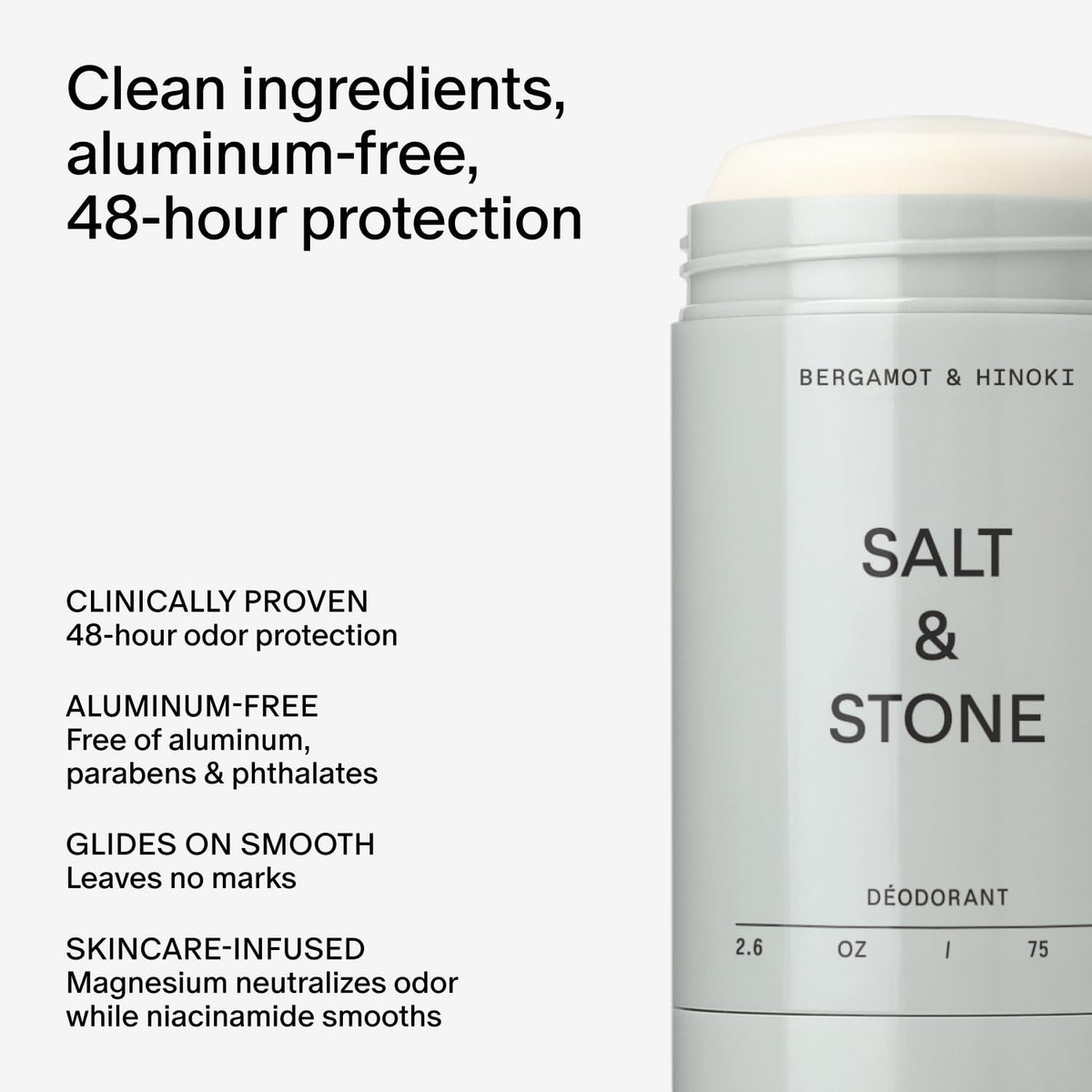 Salt & Stone Aluminum-Free Deodorant, Women & Men Santal & Vetiver 2.6 oz
