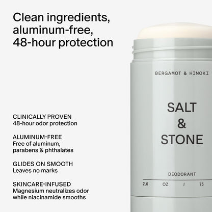 Salt & Stone Aluminum-Free Deodorant, Women & Men Santal & Vetiver 2.6 oz