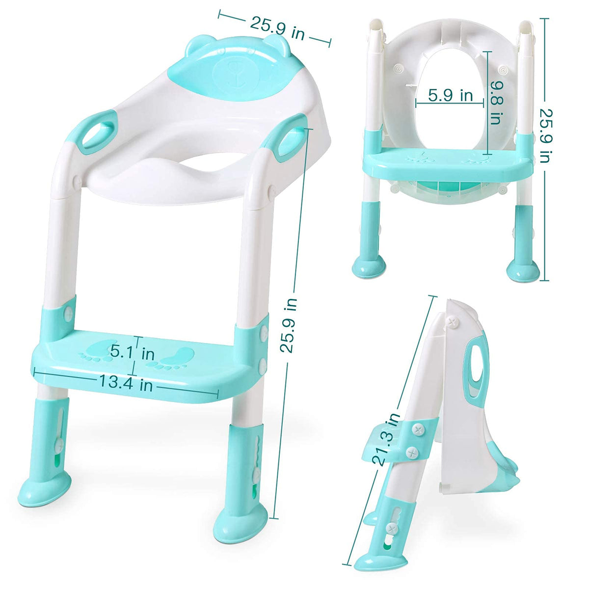 Potty Training Toilet for Toddlers, 2-in-1 Potty Training seat, Anti-Slip (Chocolate, Bear)