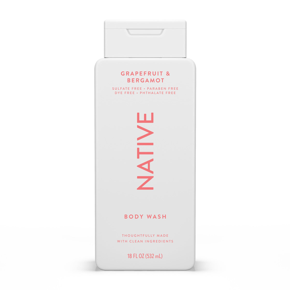 Native Clean Body Wash for Women & Men, Powder & Cotton Scent, 18 fl oz