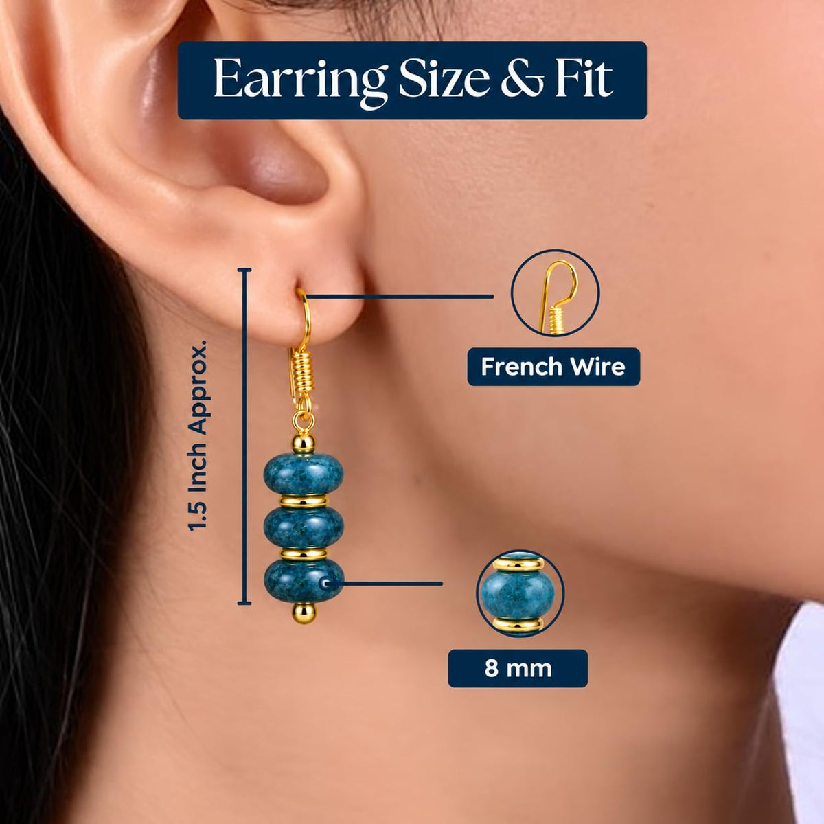 Gempires Beaded Gemstone Dangle Earrings for Women, Boho Gold Birthstone