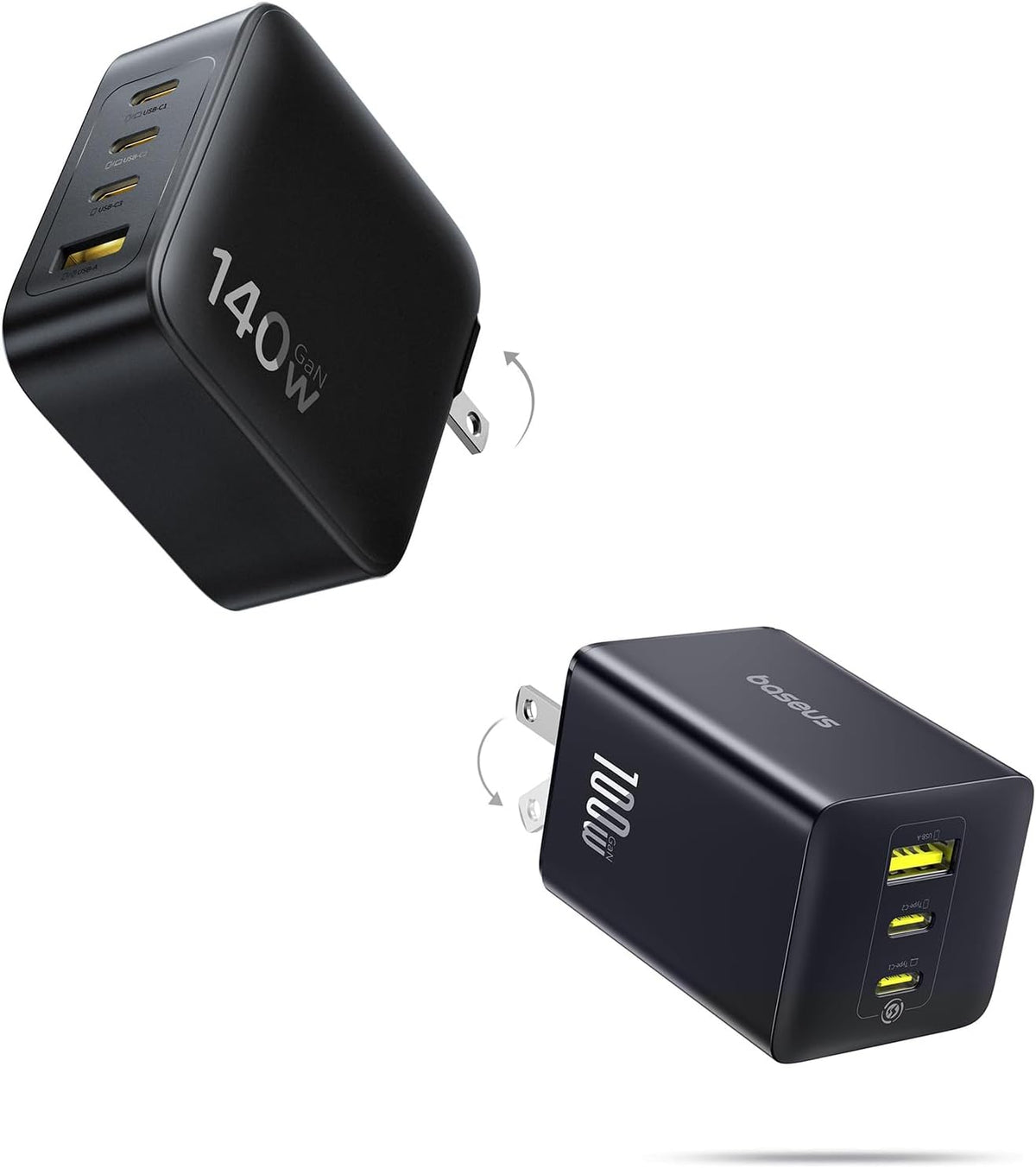 Baseus PD3.1 140W USB C Charger, PPS Fast Charger Type C & Baseus 100W Charger Block, 3-Port Foldable Compact PPS Wall Charger