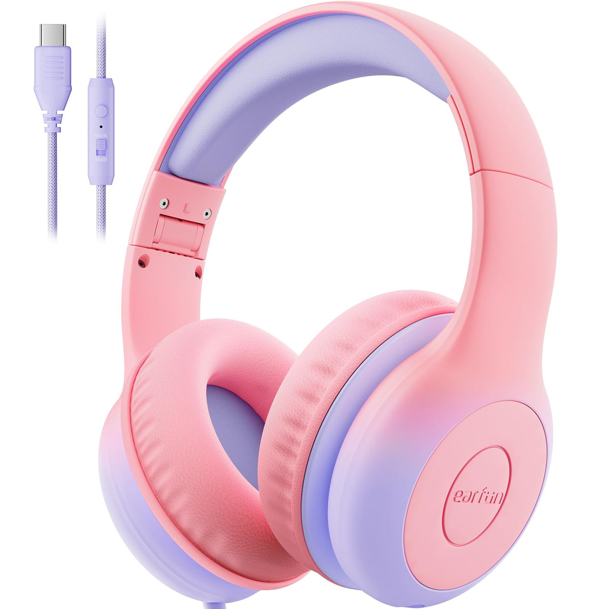 EarFun K1 Kids Headphones Wired with Mic, Volume Limit Headphones for Kids