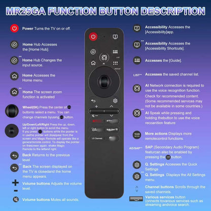Magic Remote for LG-TV-Remote, Replacement for LG Smart TV Remote Control, AN-MR20GA Compatible Universal Remote Control with Voice, Pointer and Netflix/Prime Video Hotkeys