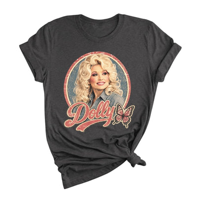 Dolly Legend Parton Shirt for Women, Memorial Butterfly Retro Country Music Tee